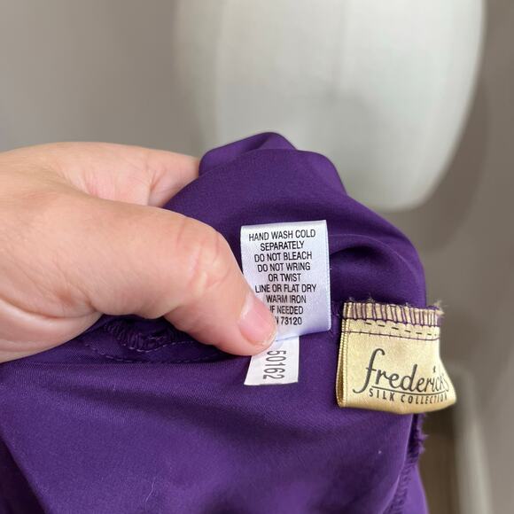 Fredericks of Hollywood Silk Ruffle Tank Top Purple Y2K Camisole Women’s L - Picture 6 of 8